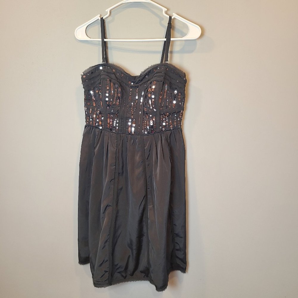 American Eagle Dress Silky Sequins Juniors 8 Grey Mini